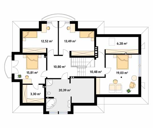 Projekt domu Bachus - rzut poddasza