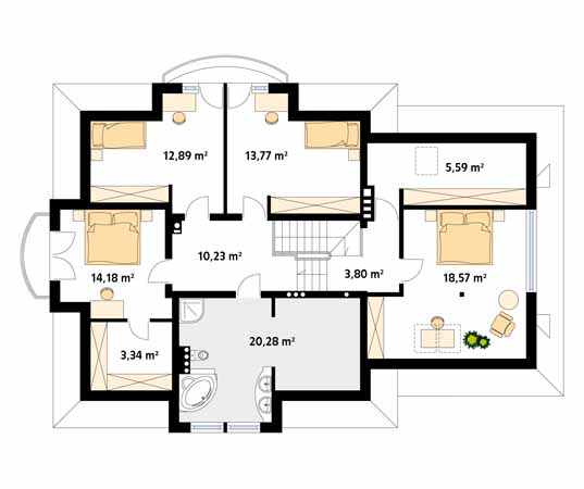 Projekt domu Bachus 10 - rzut poddasza