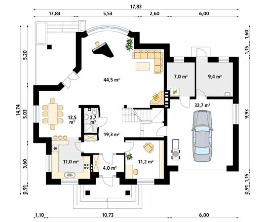 Projekt domu Bachus 2 - rzut parteru