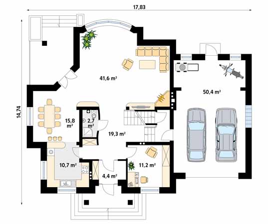 Projekt domu Bachus 7 - rzut parteru