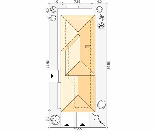 Projekt domu Bagatela - usytuowanie na działce