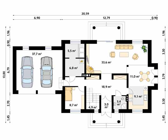 Projekt domu Ballada 2 - rzut parteru