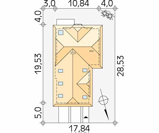 Projekt domu Baśka - usytuowanie na działce