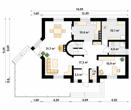 Projekt domu Batuta - rzut parteru