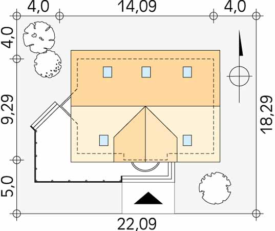 Projekt domu Batuta - usytuowanie na działce