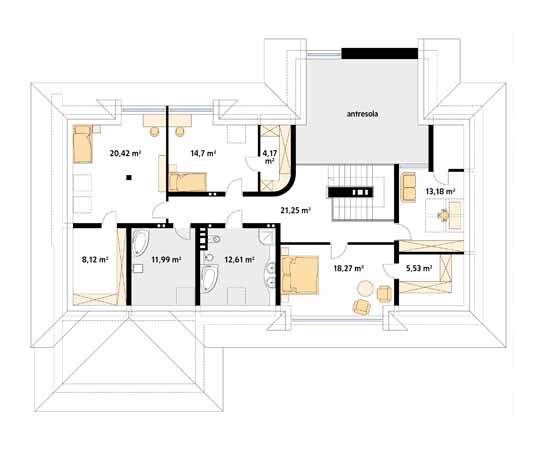 Projekt domu Bazalt - rzut poddasza