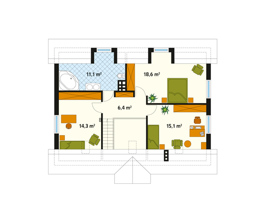Projekt domu Bemol - rzut poddasza
