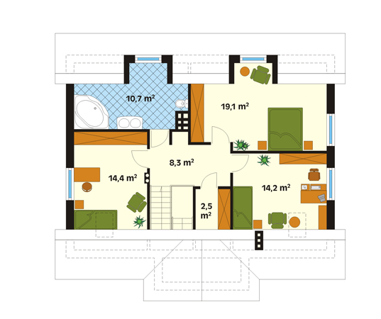 Projekt domu Bemol 2 - rzut poddasza