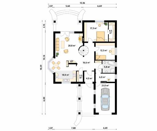 Projekt domu Beta - rzut parteru