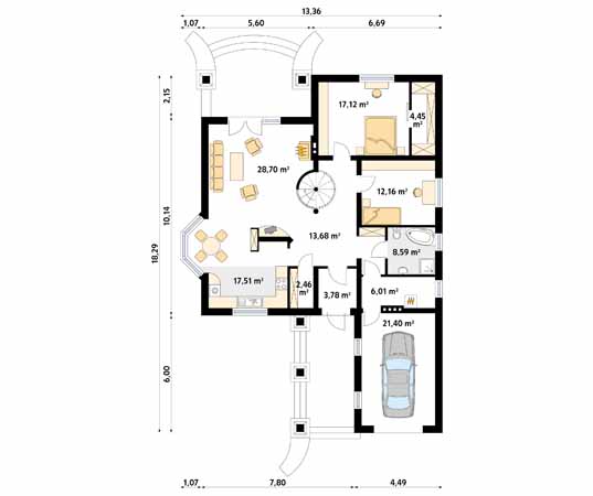 Projekt domu Beta 2 - rzut parteru