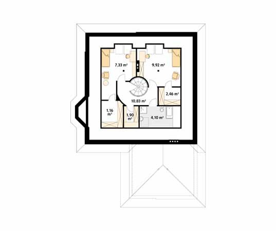 Projekt domu Beta 2 - rzut poddasza