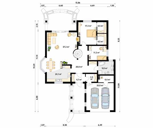 Projekt domu Beta 3 - rzut parteru