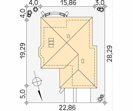 Projekt domu Beta 3 - usytuowanie na działce