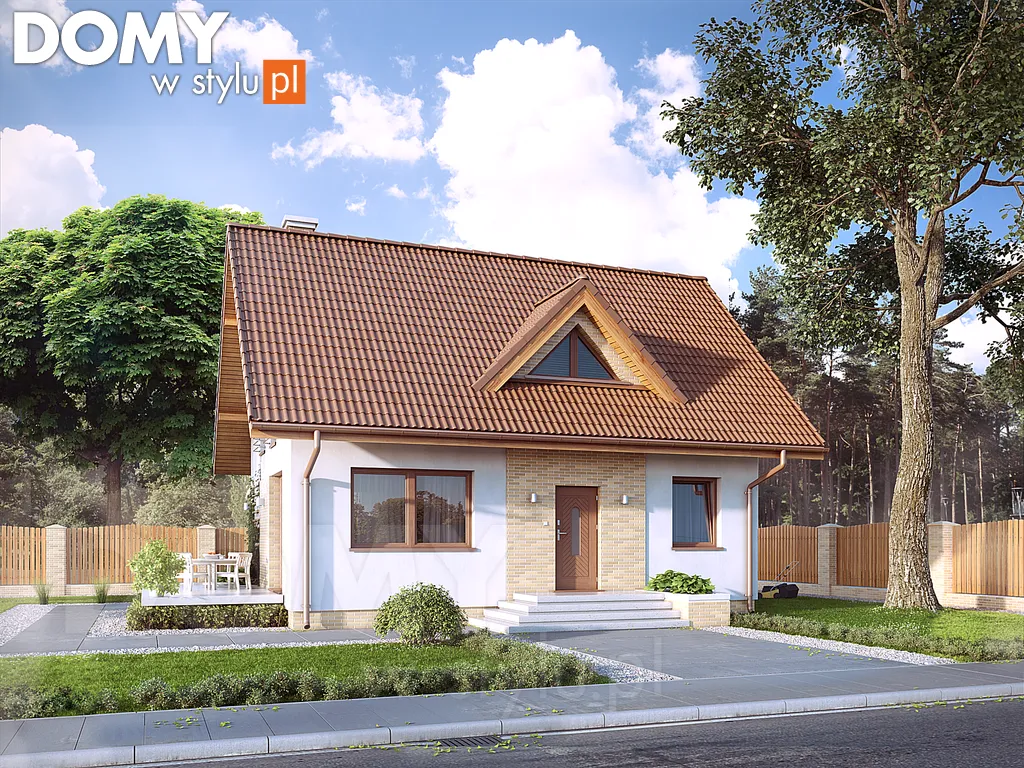 Nowoczesny projekt domu z poddaszem Bez - wizualizacja frontowa