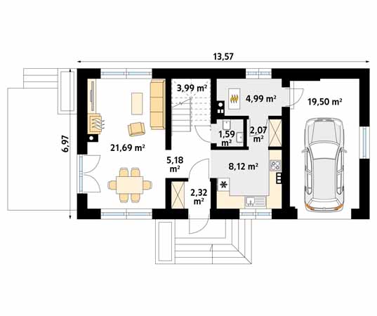 Projekt domu Bez 2 - rzut parteru