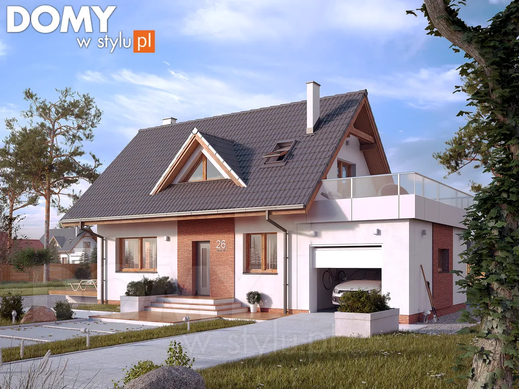 Nowoczesny projekt domu z poddaszem Bez 2 - wizualizacja frontowa