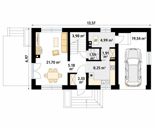 Projekt domu Bez 3 - rzut parteru