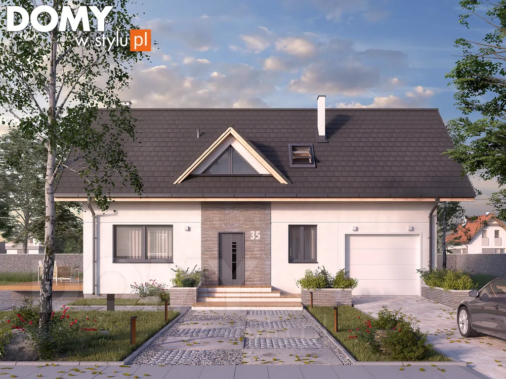 Nowoczesny projekt domu z poddaszem Bez 3 - wizualizacja frontowa