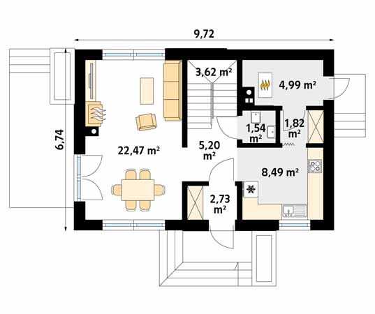 Projekt domu Bez dr-T - rzut parteru