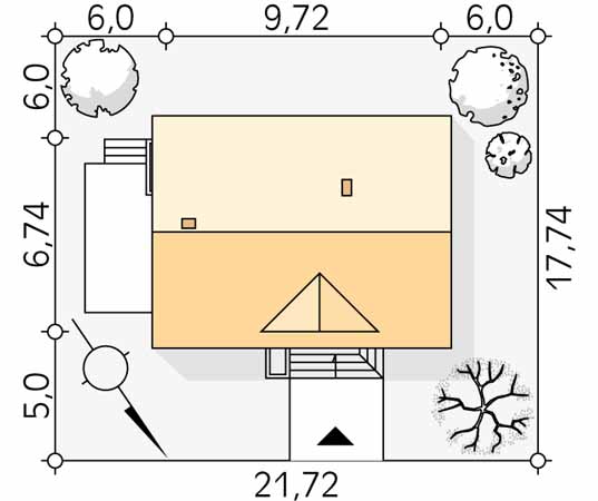 Projekt domu Bez dr-T - usytuowanie na działce
