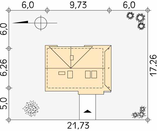 Projekt domu Biedronka 2 dr-S - usytuowanie na działce