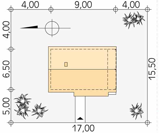 Projekt domu Biedronka bal - usytuowanie na działce