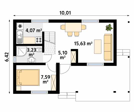 Projekt domu Biedronka dr-S - rzut parteru