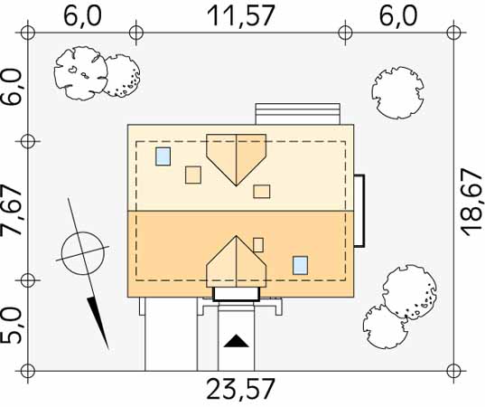 Projekt domu Bielik dr-S - usytuowanie na działce