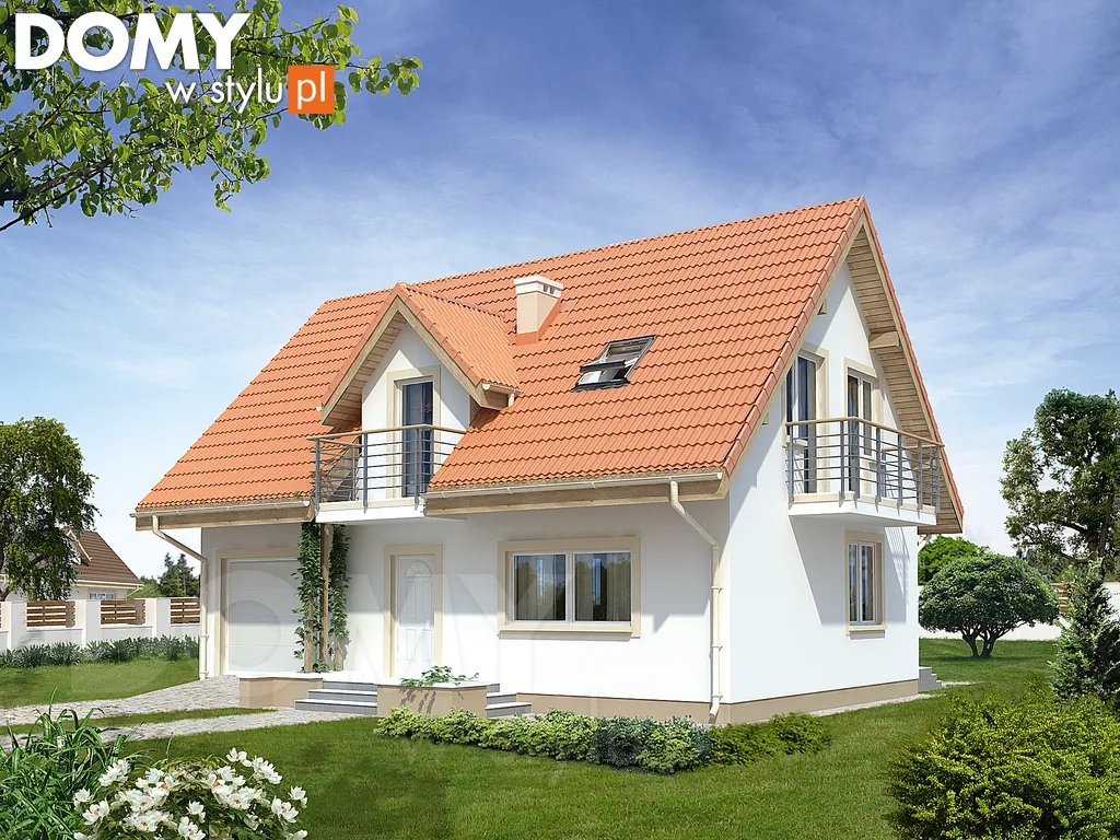 Projekt domu drewnianego z poddaszem Bielik dr-T - wizualizacja frontowa