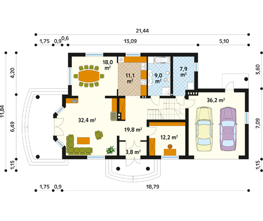 Projekt domu Bis - rzut parteru