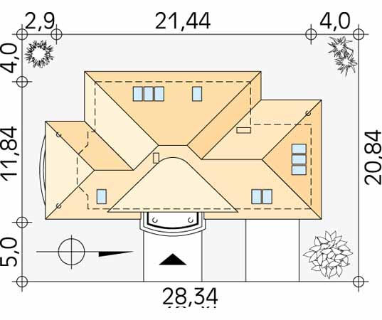 Projekt domu Bis - usytuowanie na działce