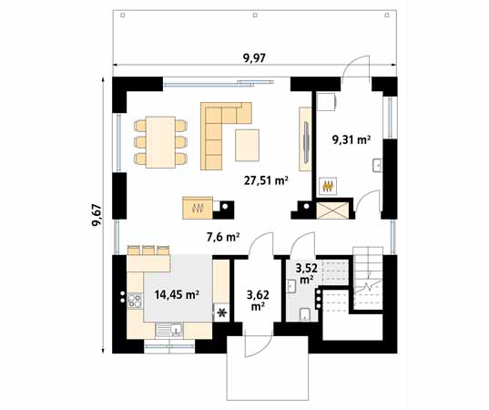 Projekt domu Bogatka - rzut parteru