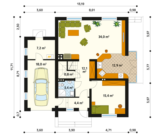 Projekt domu Boguśka - rzut parteru