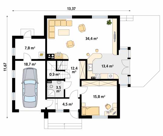 Projekt domu Boguśka dr-S - rzut parteru