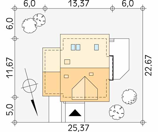 Projekt domu Boguśka dr-S - usytuowanie na działce