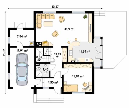 Projekt domu Boguśka dr-T - rzut parteru
