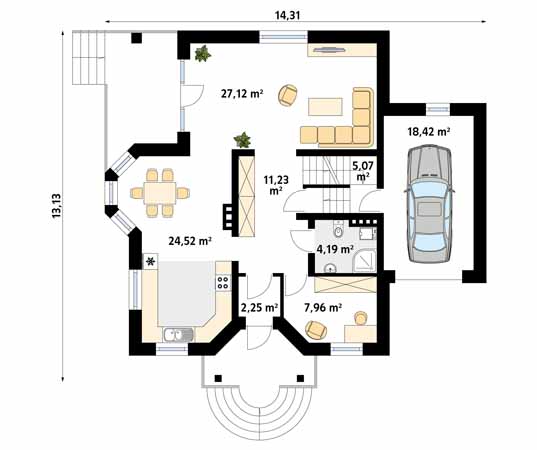 Projekt domu Bolero - rzut parteru