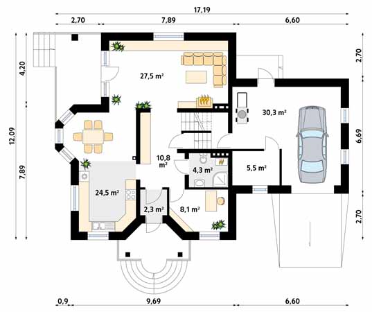Projekt domu Bolero 2 - rzut parteru