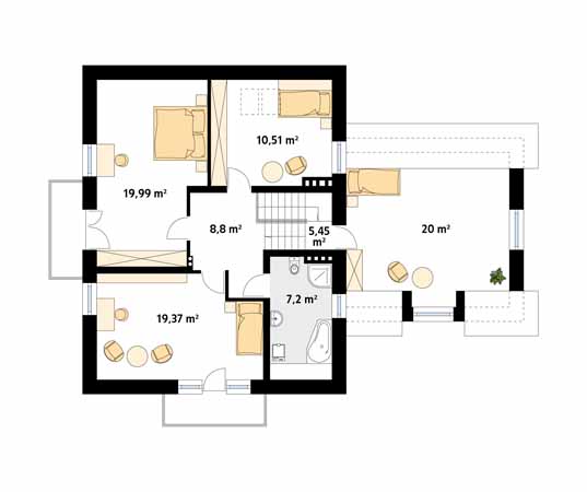 Projekt domu Bolero 3 - rzut poddasza