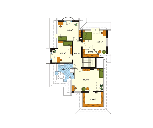 Projekt domu Bora - rzut poddasza