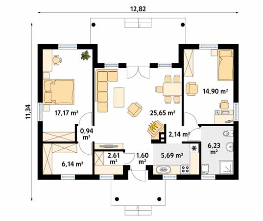 Projekt domu Borówka bal - rzut parteru
