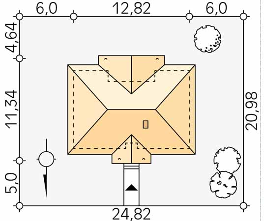 Projekt domu Borówka bal - usytuowanie na działce