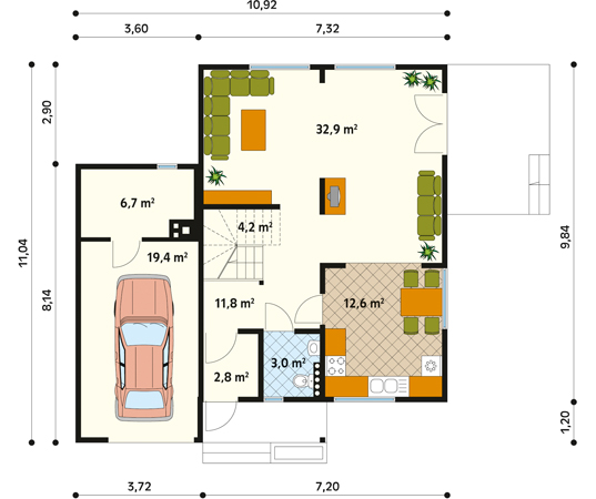 Projekt domu Bosman dr-S - rzut parteru