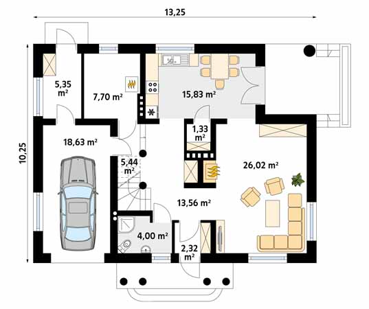 Projekt domu Boston 2 - rzut parteru