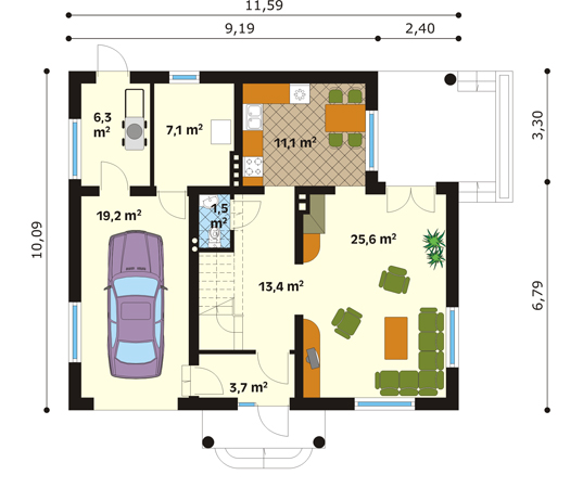 Projekt domu Boston 3 - rzut parteru