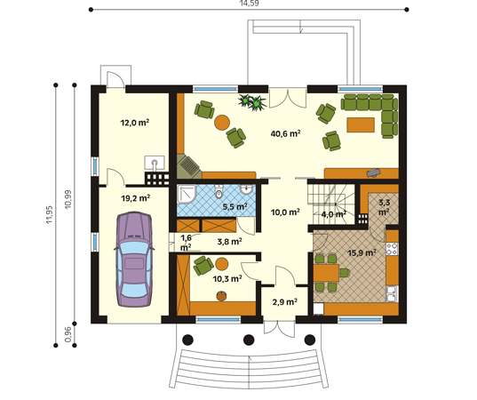 Projekt domu Brawo 3 - rzut parteru