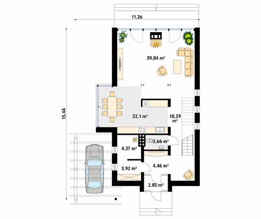 Projekt domu Bryg - rzut parteru
