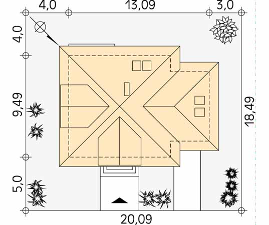 Projekt domu Bryza - usytuowanie na działce