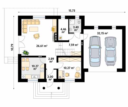 Projekt domu Bryza 4 - rzut parteru