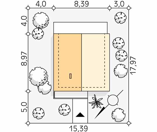 Projekt domu Brzdąc - usytuowanie na działce
